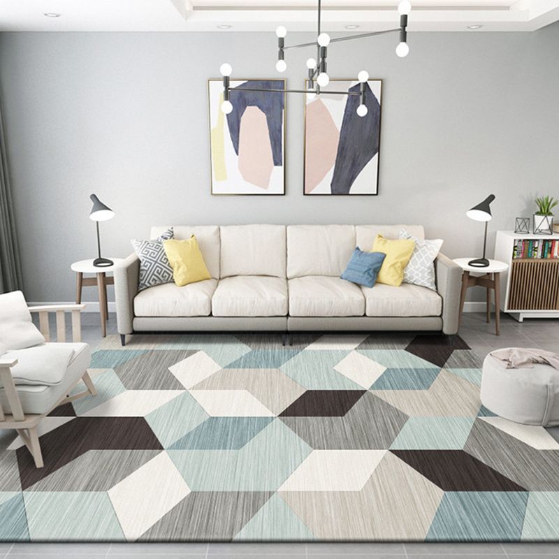 Multicolored Relaxing Rug Synthetics Geometric Printed Area Carpet Non-Slip Backing Easy Care Indoor Rug for Living Room
