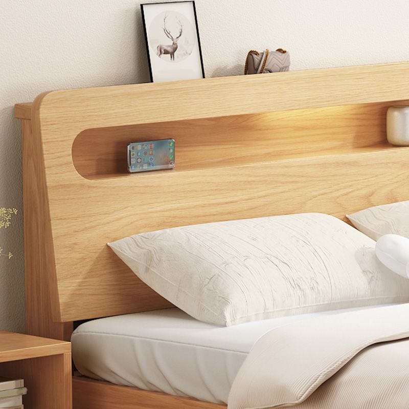 Rectangular Standard Bed Solid Color Panel Bed with Headboard