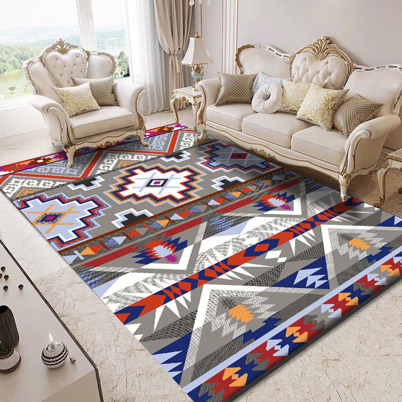 Modern Geometric Abstract Pattern Rug Multi Color Synthetics Carpet Anti-Slip Pet Friendly Machine Washable Rug for Living Room