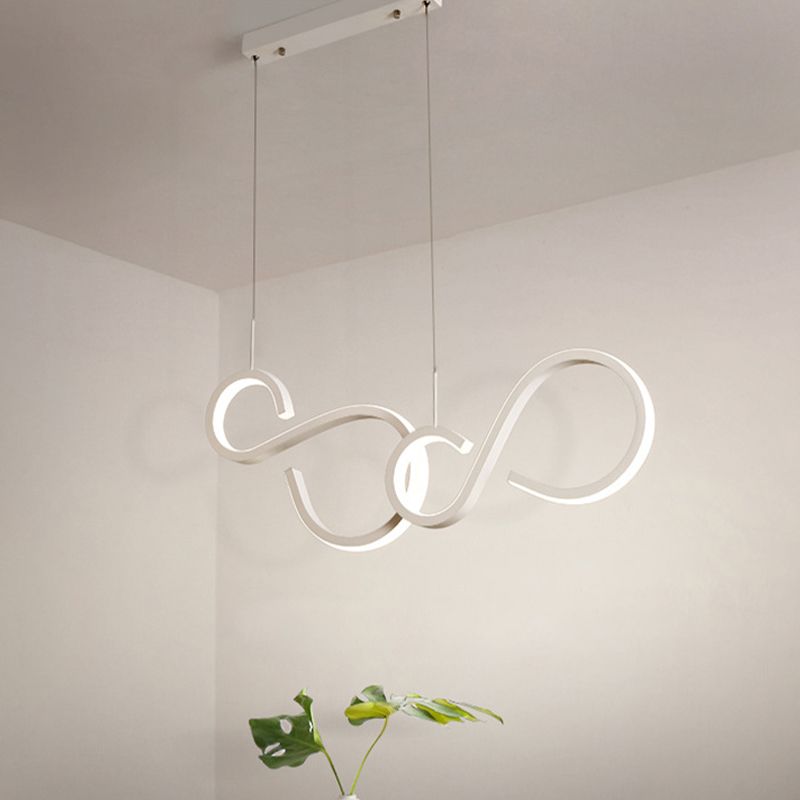 Éclairage pendentif acrylique torsadé simplicité de 31,5 "/ 43" LED LED LEMPORT PLACE PLADIER PLADIER EN BLANC