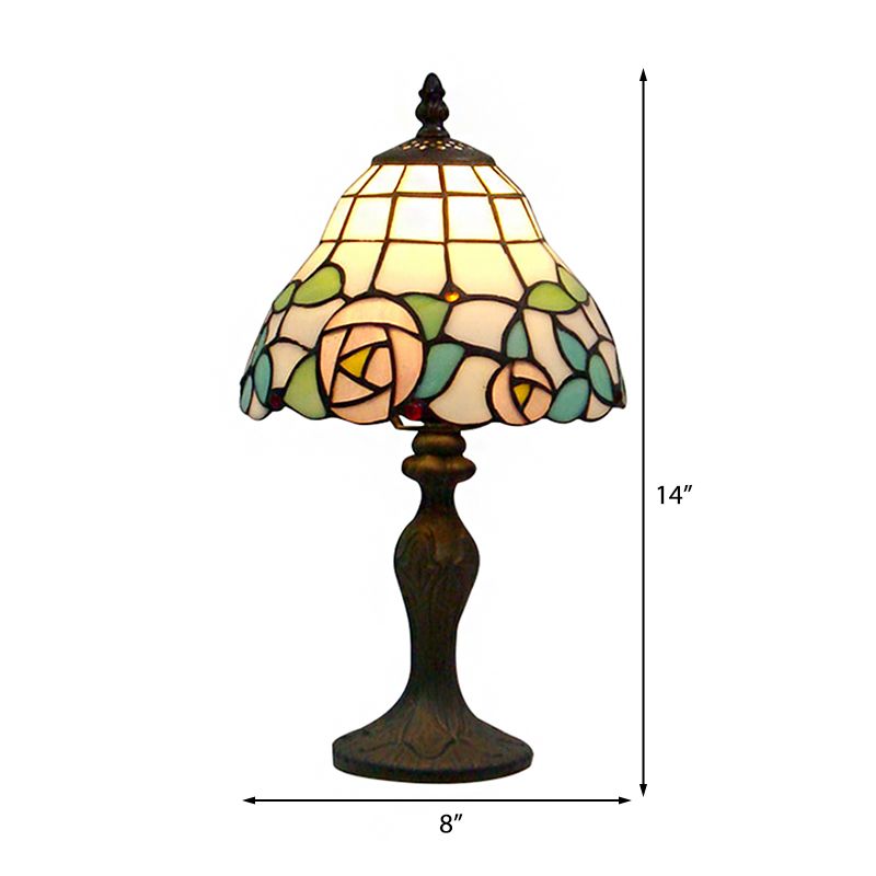 Lampada da tavolo rosa Lampada d'accento a 1 luce in vetro colorato rustico in bianco e rosa per comodino