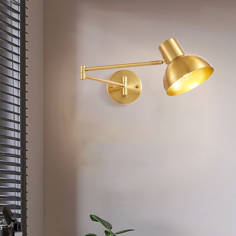 Single Golden/Black/Grey Contemporary Wall Mounted Sconce Metallic Wall Light for Foyer