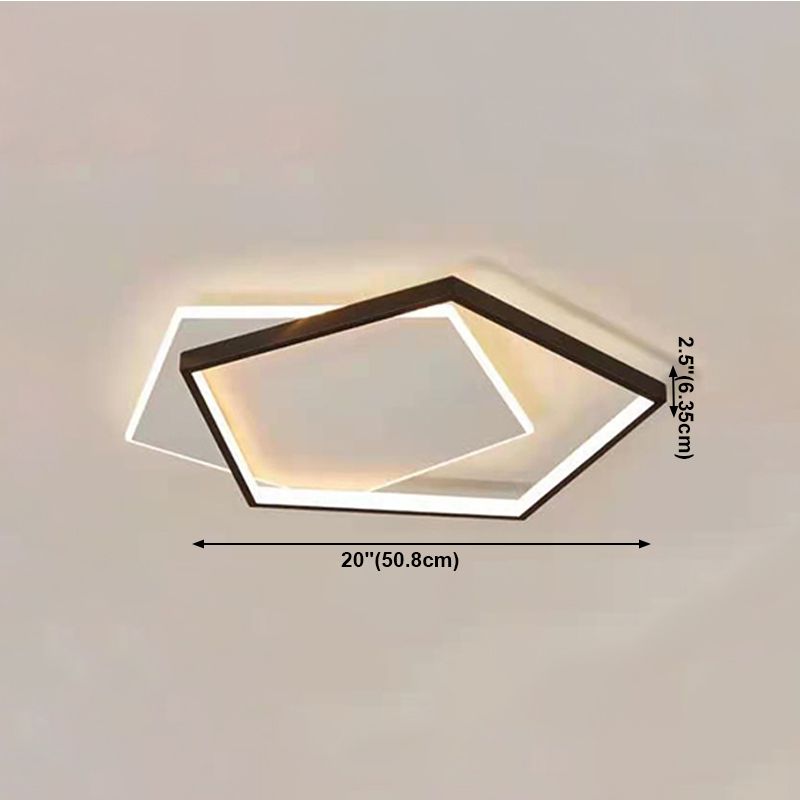 Black and White LED Flush Mount in Modern Style Aluminium Geometric Ceiling Light with Acrylic Shade