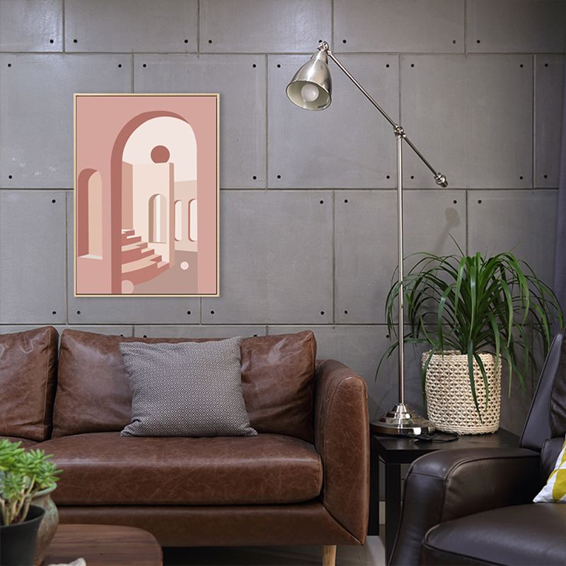 Nordic Style Teenagers Painting Building in Light Color Wall Decor, Multiple Sizes