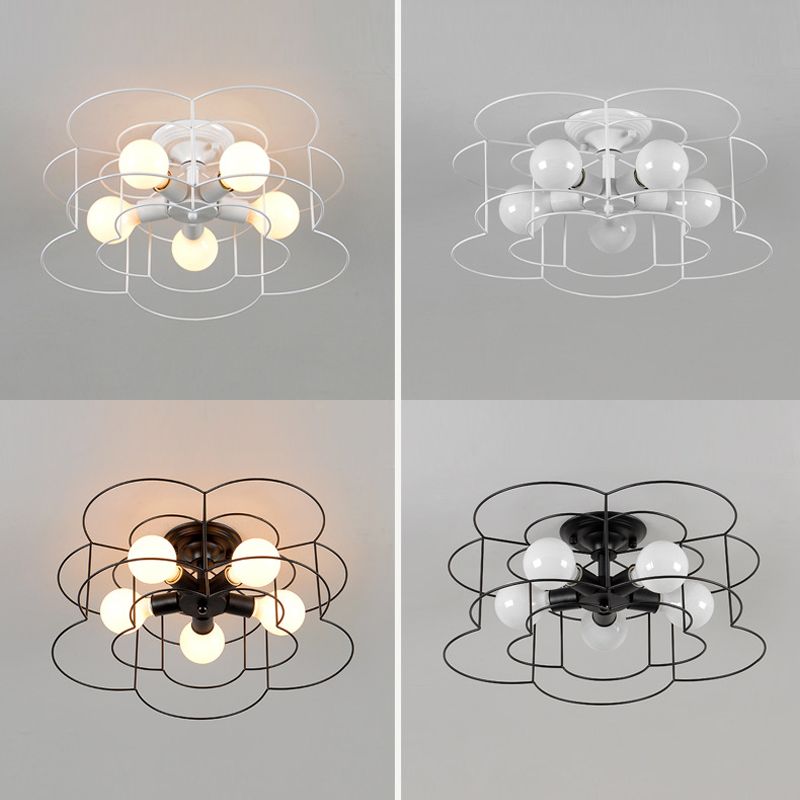 5 Blub Plafonnier Style Macron Cadre En Métal Semi Encastré Pour Chambre Fille Garçon