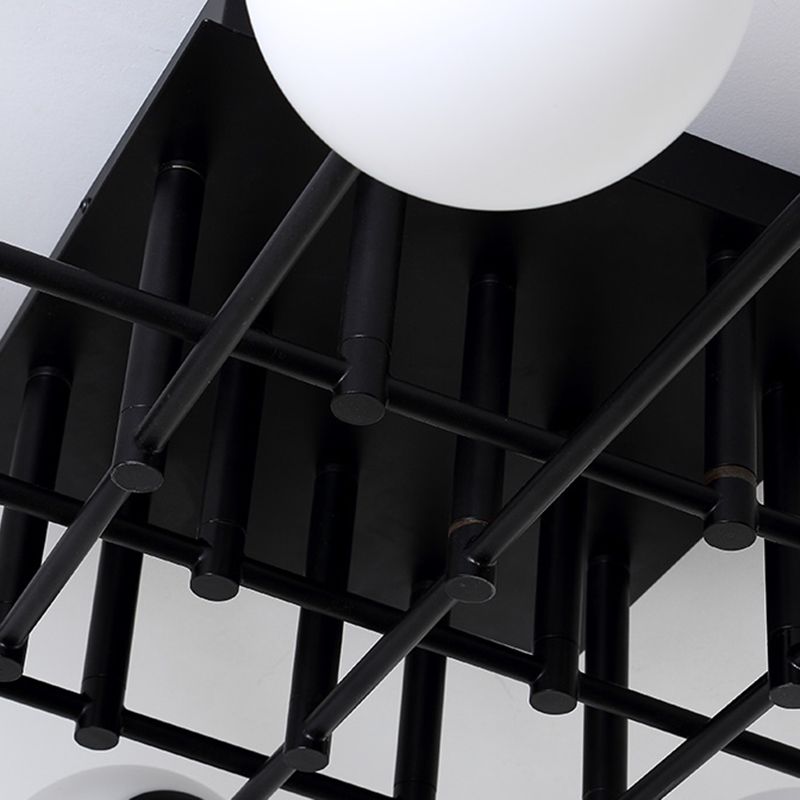 Modern Style Milk Glass Semi Flush Ceiling Chandelier Fixtures Multi Lights Globe Semi Flush Light