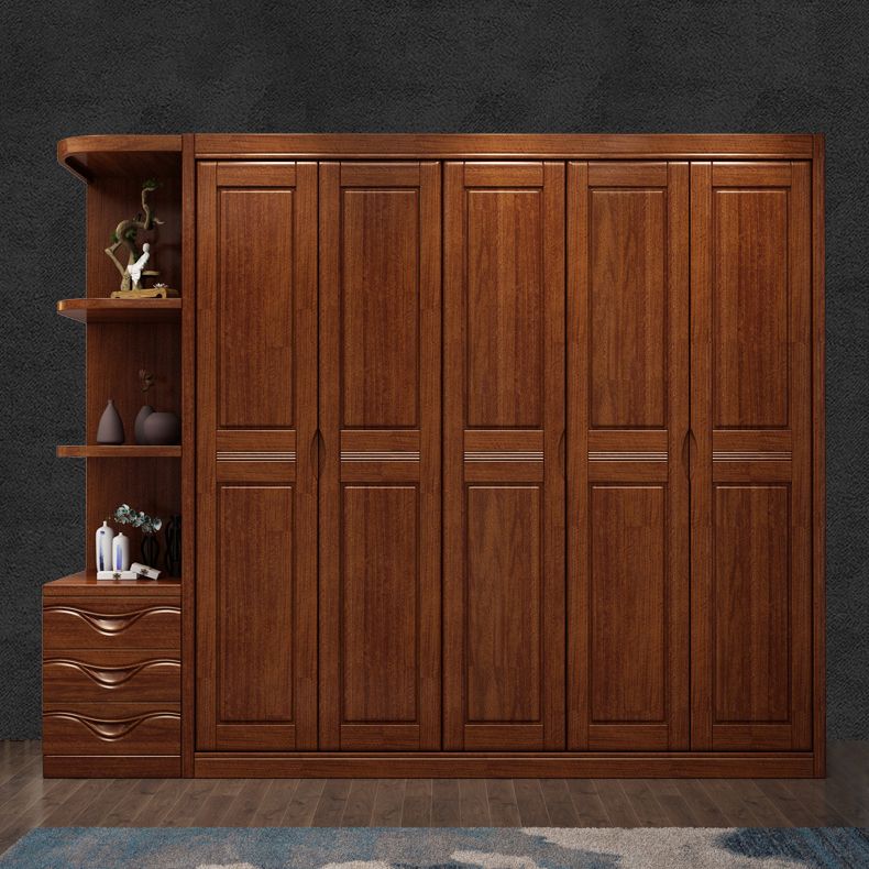 Brown Walnut Wood Storage Cabinet Traditional Cabinet with Drawer