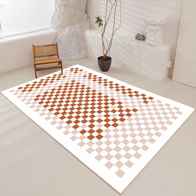 Contemporary Checkered Print Rug Polyester Area Carpet Stain Resistant Indoor Rug for Living Room