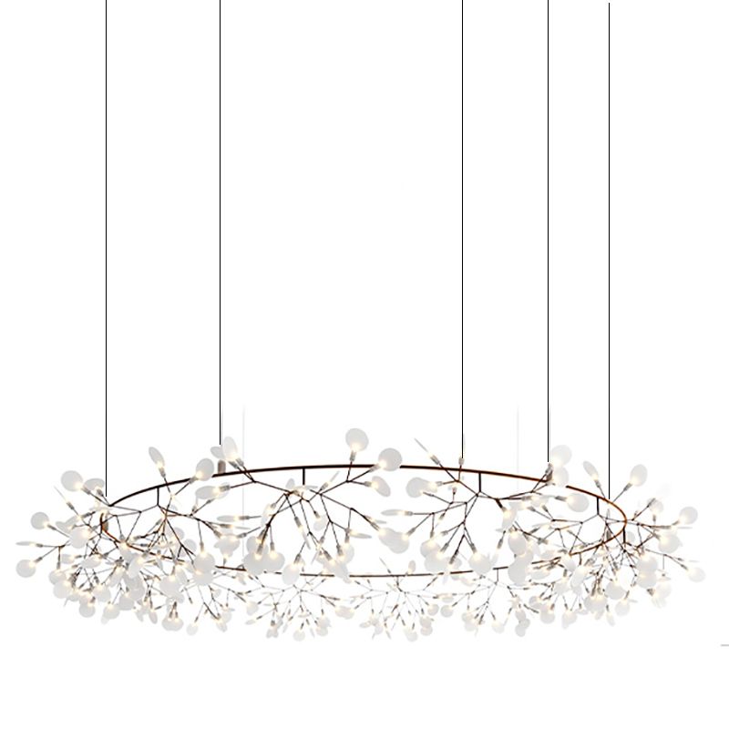 Metal White Chandelier Nordic Style Fireflies Chandelier Lamp for Living Room