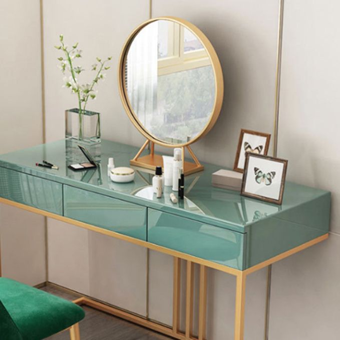 Glam 29.52" Height Green Wood Vanity Makeup Vanity with Drawers
