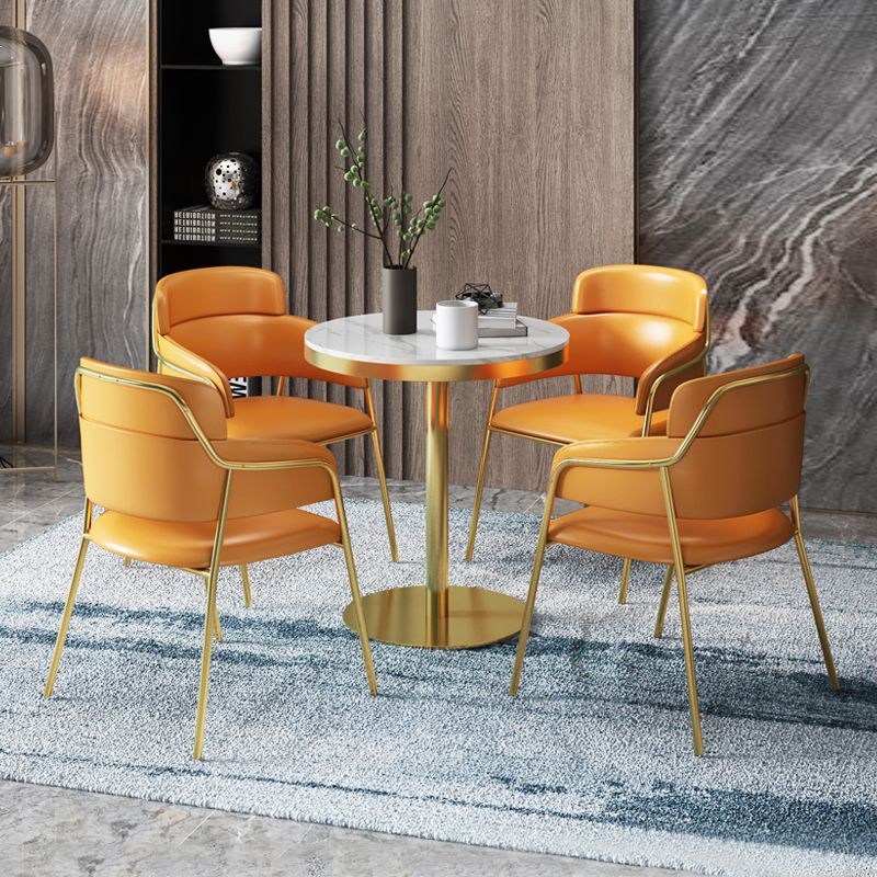 1/3/4/5 Pcs Metal Scandinavian Dining Room Set with Round Indoor Table Dinette Set