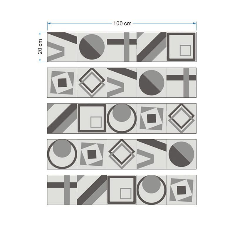 Grey Geometric Shape Wallpaper Panel Set Peel and Paste Modern Bathroom Wall Art