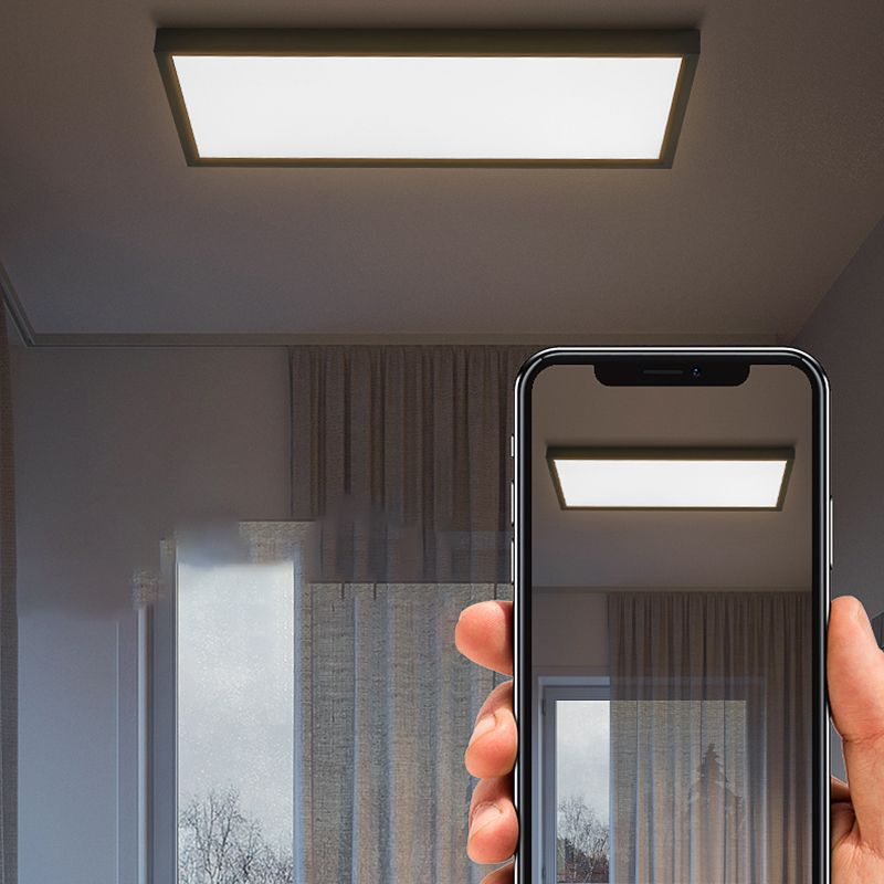 Plafonnier LED de forme rectangulaire en aluminium moderne, 1 lumière, montage encastré pour salle à manger