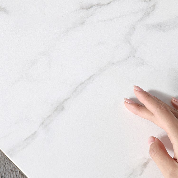 Modern Sintered Stone Standard Dining Set Rectangle Table White Dining Set With 4 Legs Base