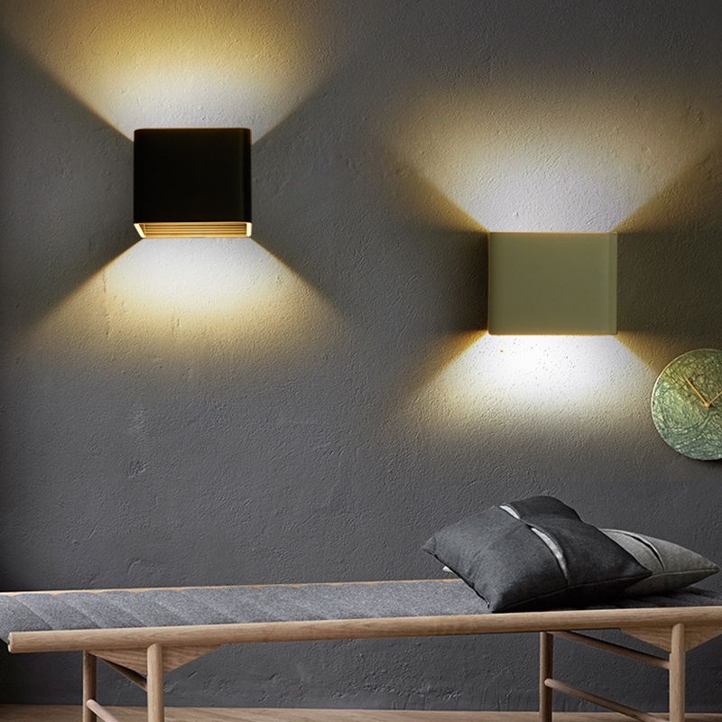 Ultra-modern Square Wall Sconce Lighting Aluminum Wall Mounted Light Fixture for Bedroom