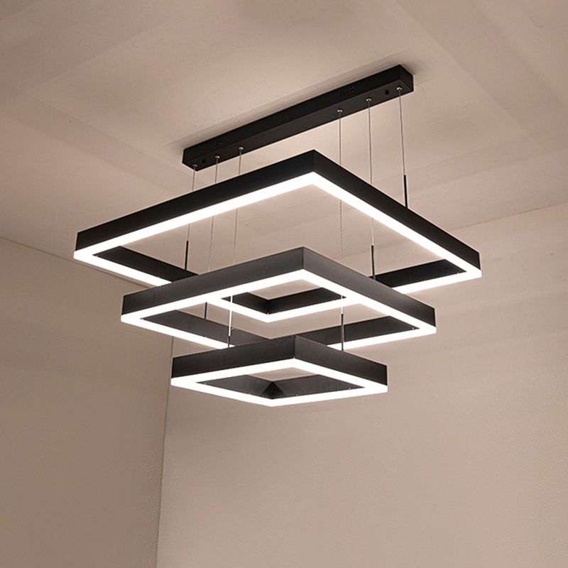 Accesorios de iluminación de lámparas cuadradas modernas araña de metal