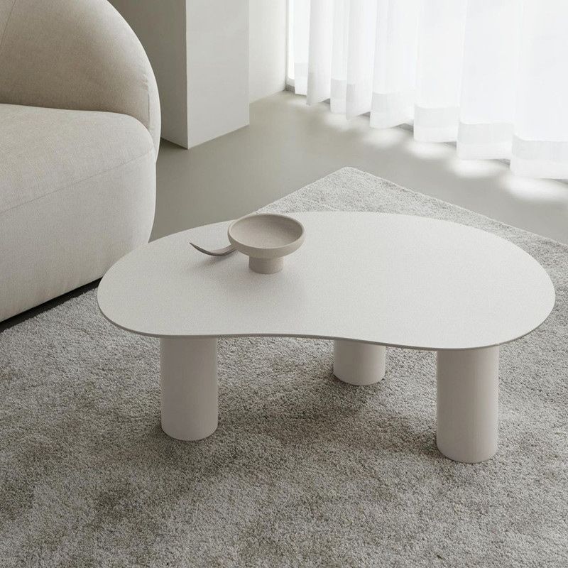 Minimalist Wood 3 Legs Coffee Table 13" H Cloud-Shaped Cocktail Table