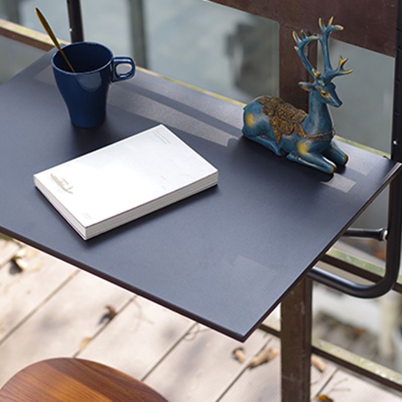 Black Iron Balcony Table 27.55" High Rectangle Water Resistant Table