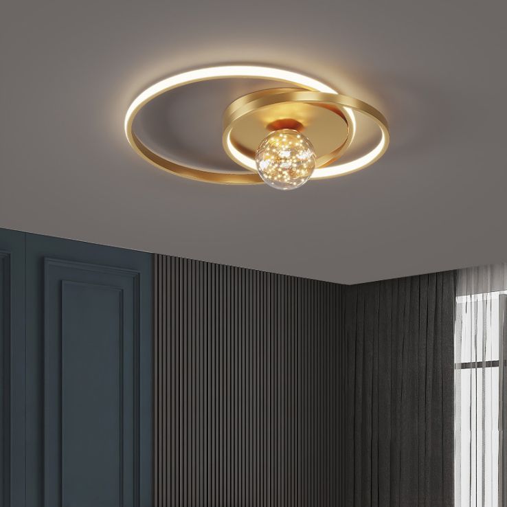 Plafonnier LED circulaire créatif moderne en aluminium à 3 lumières avec abat-jour en acrylique