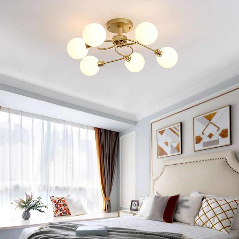 Multi Light Spherical Ceiling Lamp Modern Style Glass Ceiling Lighting for Living Room