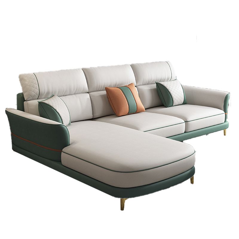 Glam 38.18 " H Faux Leather Flared Arm Sofa & Chaise for Living Room