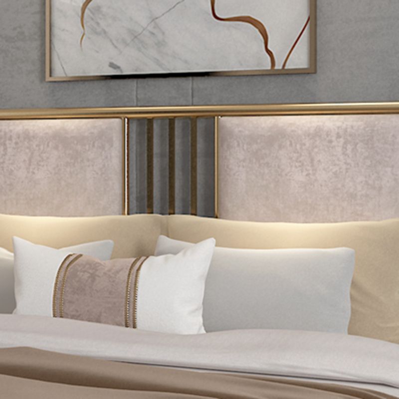 Upholstered Metal Bed with Headboard Low Profile Bed with Metal Legs