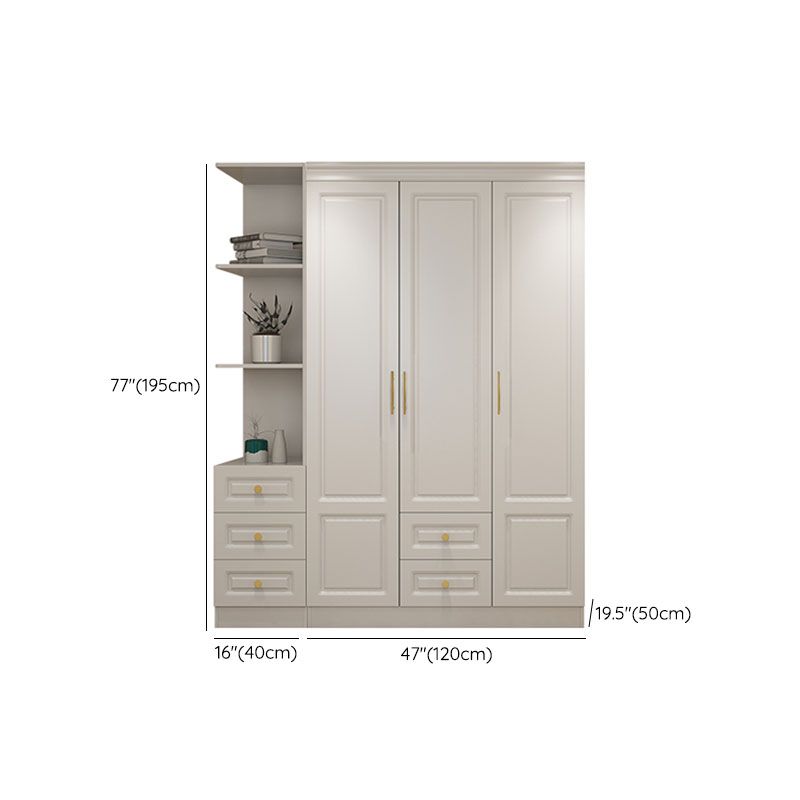 Manufactured Wood White Wardrobe for Home Modern Cabinet with Drawers