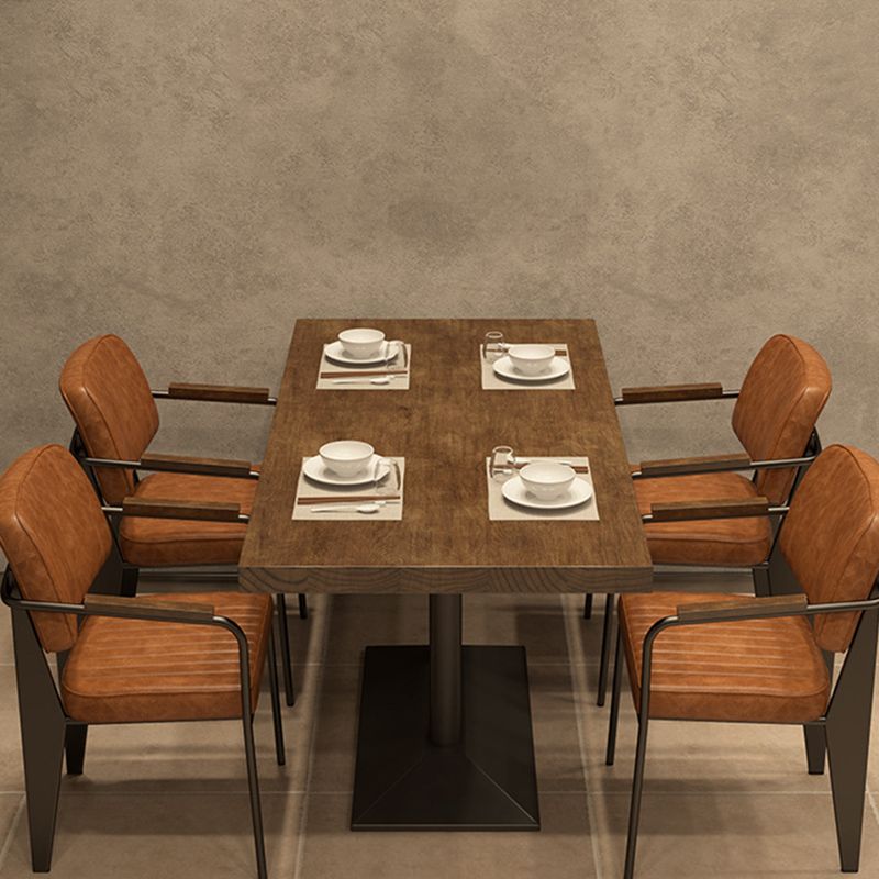 Industrial 1/2/5 Pieces Furniture Solid Wood Rectangle Dining Room Furniture Set in Brown