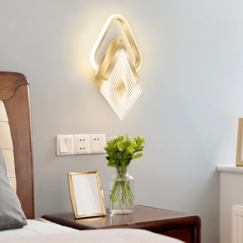 Contemporary LED Wall Mount in Black / Gold Metal Geometric Wall Fixture