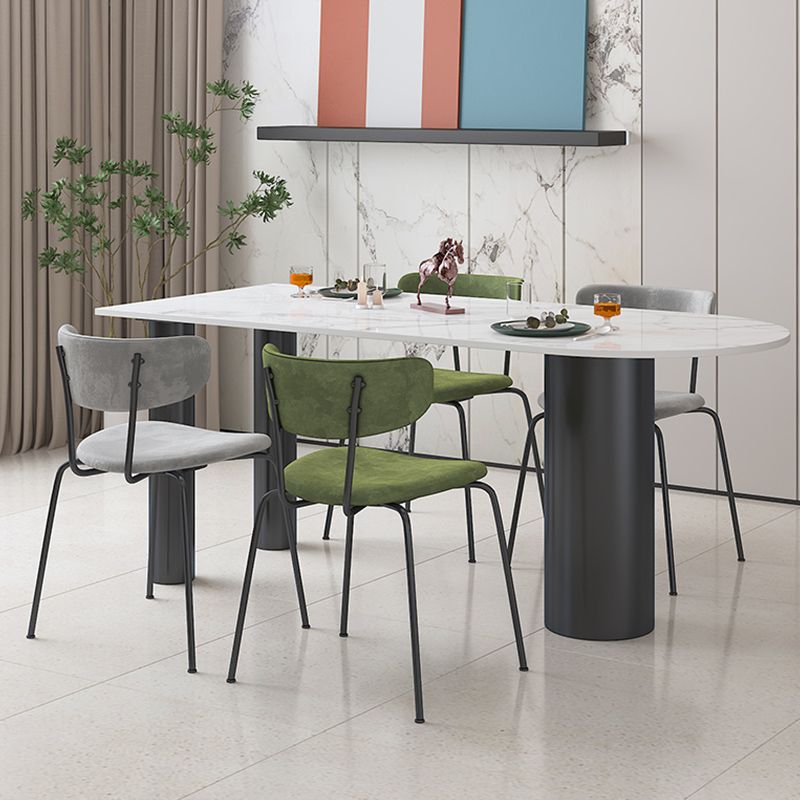 Sintered Stone Dining Table Modern White Top Dining Table with Black Frame