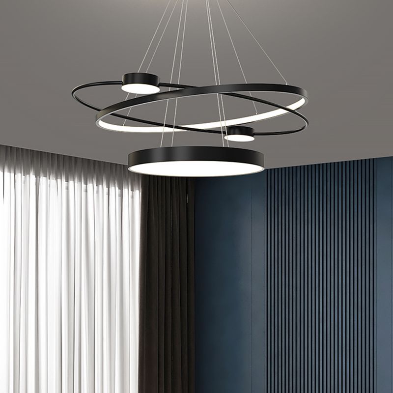 Nordic Circle Chandelier Metal Layered LED Chandelier Pendant for Living Room