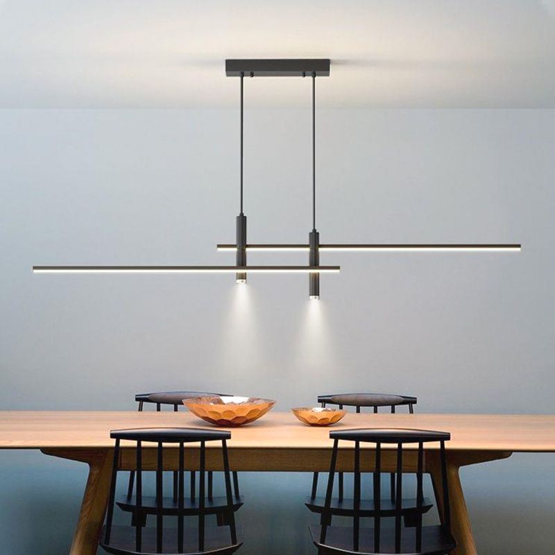 3 Lights Metal Linear Modern Hanging Island Lights for Dining Room