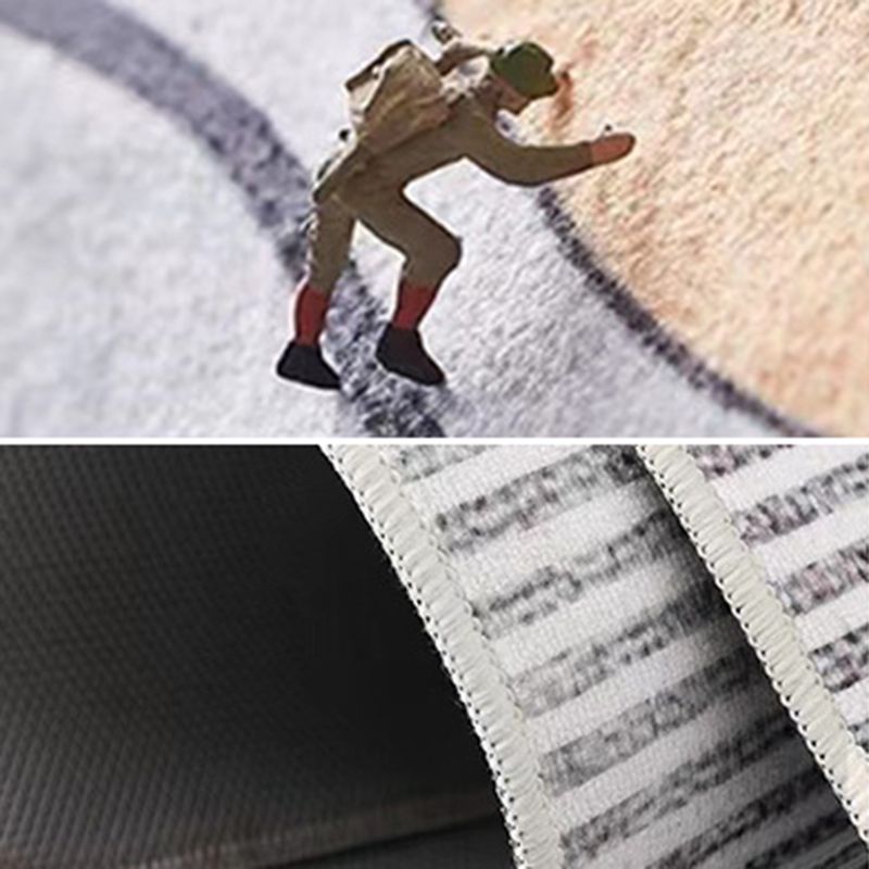 Brown Circle Rug Polyester Modern Area Rug Washable Rug for Living Room