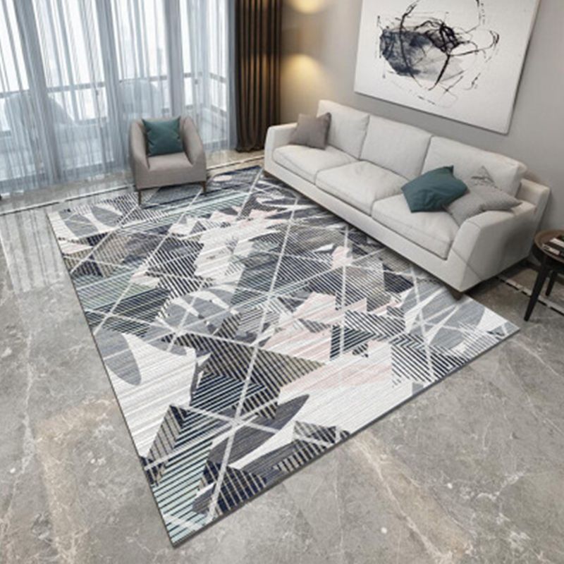 Nordic Living Room Rug Multi Colored Geometric Printed Area Carpet Polypropylene Easy Care Machine Pet Friendly Rug