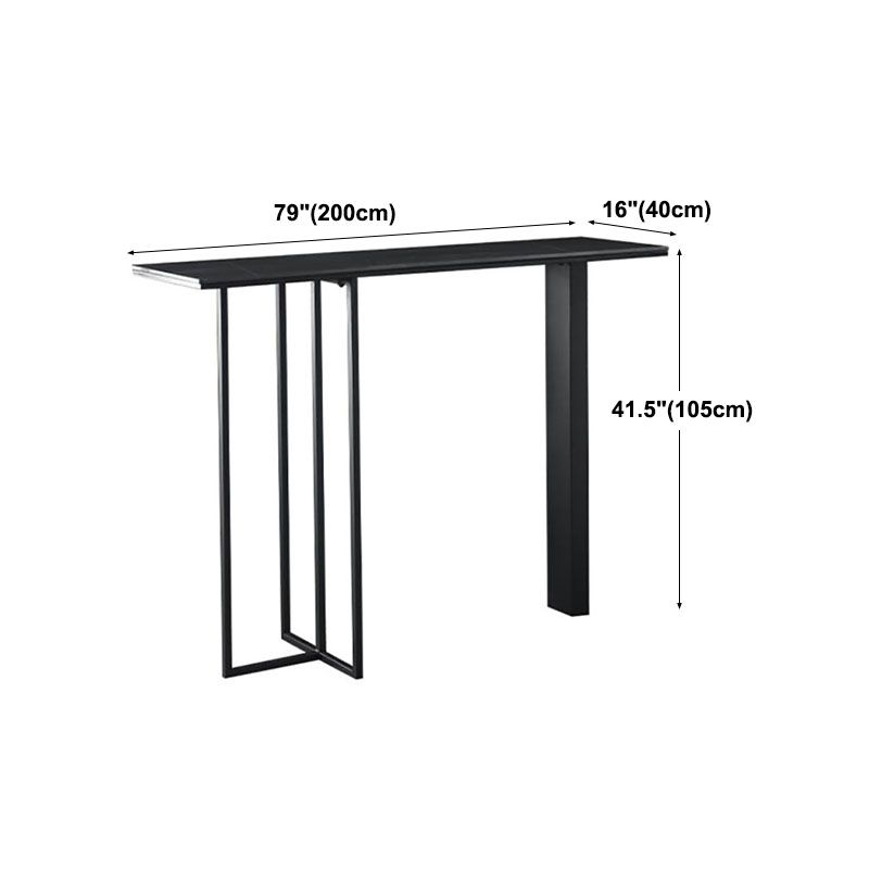 Industrial Rectangle Top Counter Table Marble Top 42-inch Height Table