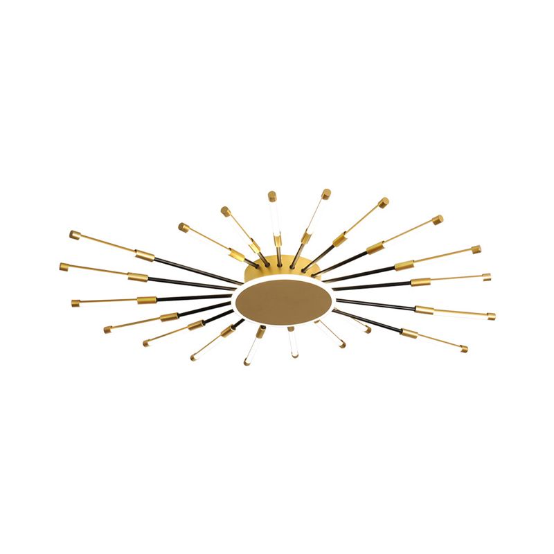 Gold Sputnik Semi Mount Lighting Minimalist LED Aluminum Ceiling Lamp in Warm/White Light, 23.5"/39" W