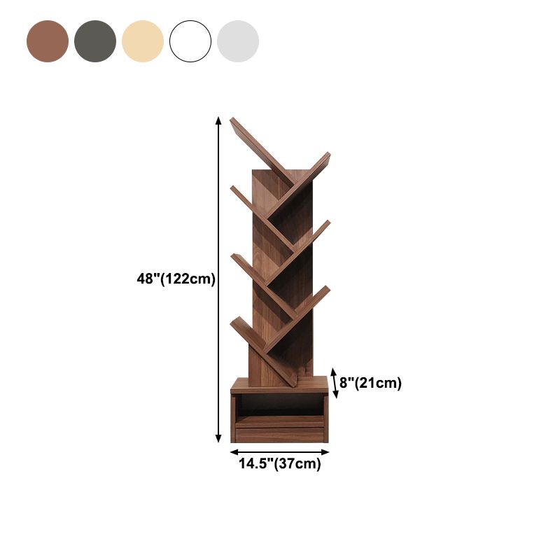 Manufactured Wood Corner Bookshelf Modern Closed Back Vertical Bookcase