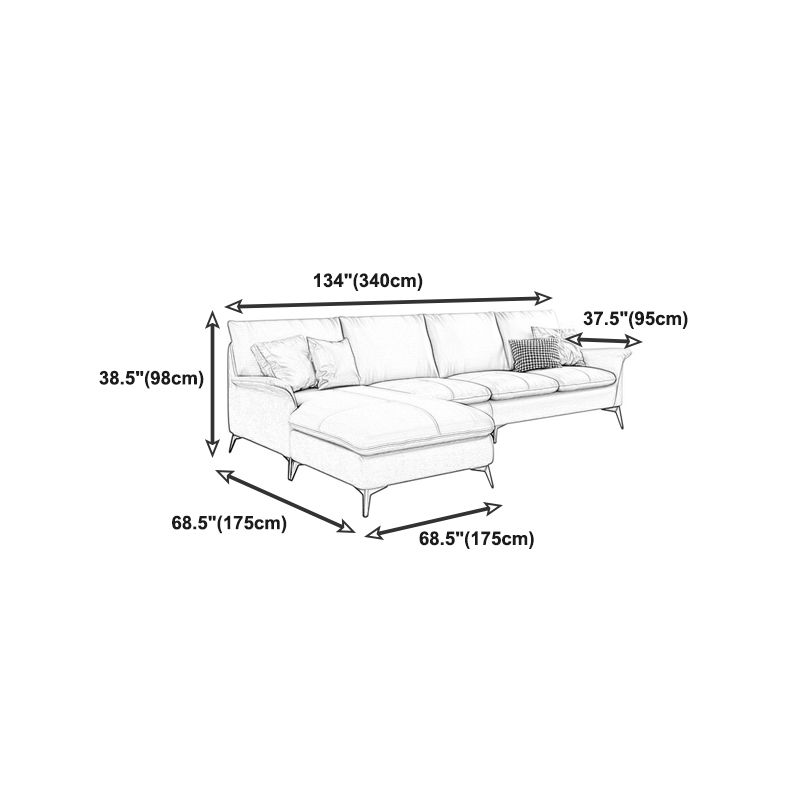 Contemporary Grey Upholstery Sofa with Flared Arm and Faux Leather
