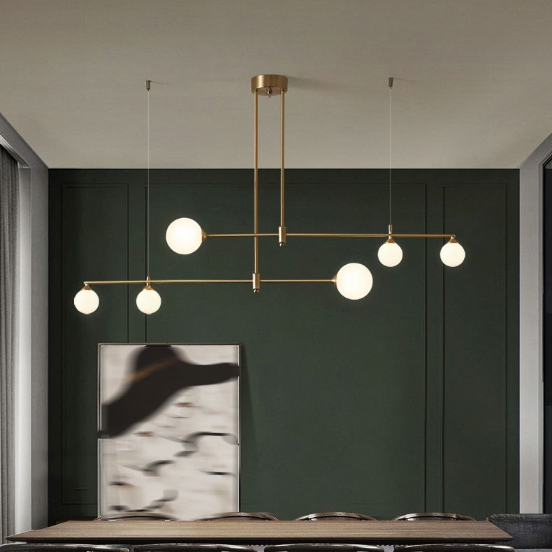 Glass Linear Hanging Lamp Kit Modern Hanging Island Lights for Dining Room