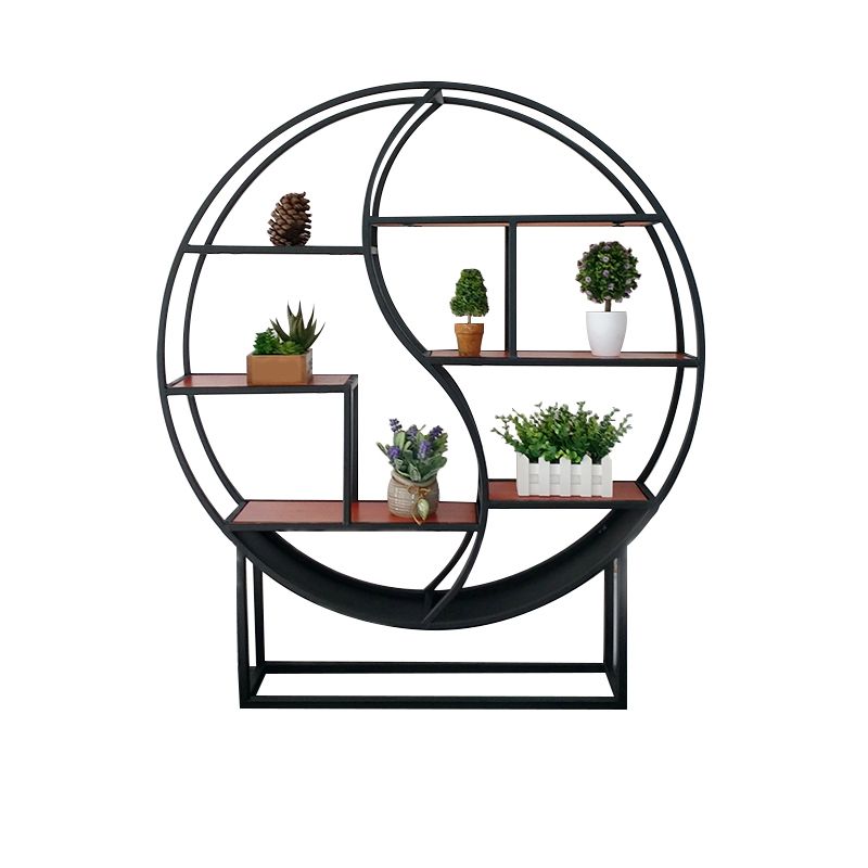 Modern Wall Mounted Bookshelf with Metal Frame Solid Wood Bookcase