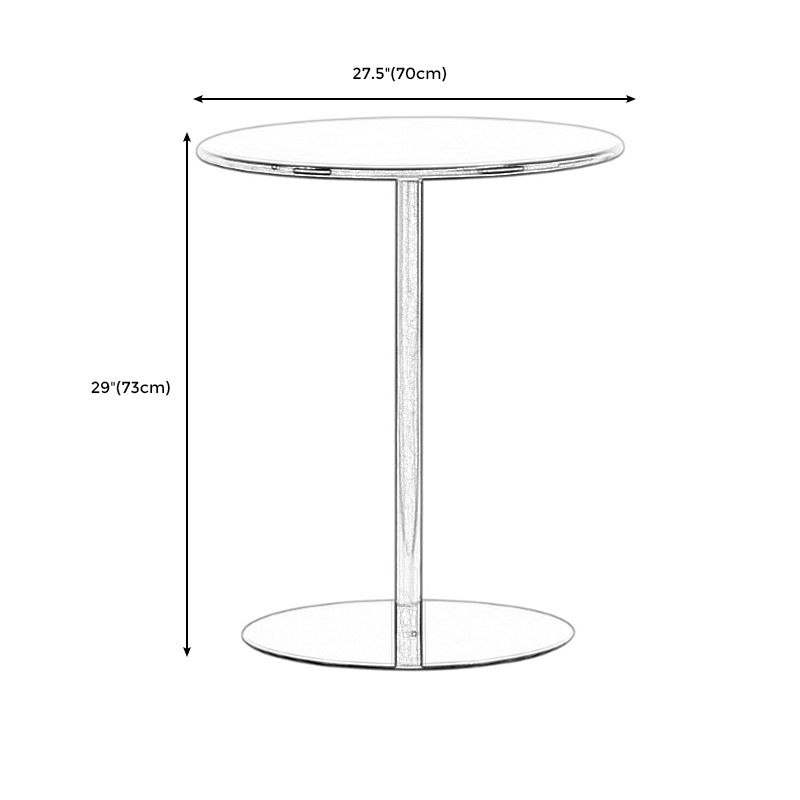 Round Metallic Side Table Contemporary Pedestal Side End Table
