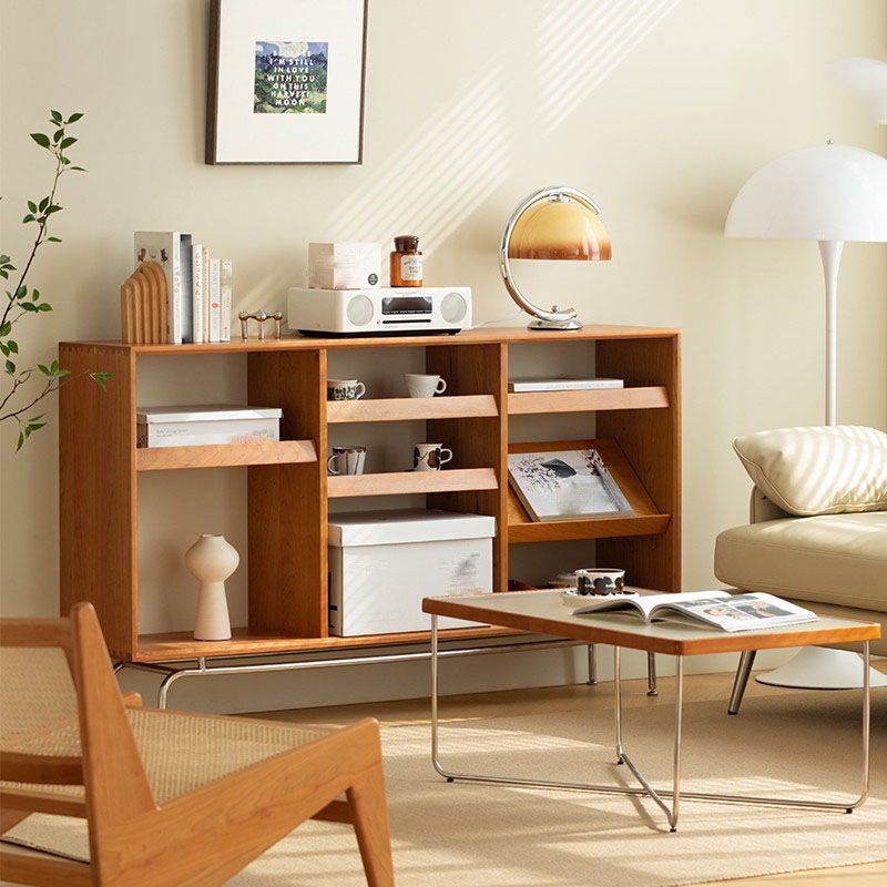 Contemporary Open Back Horizontal Bookshelf Solid Wood Bookshelf for Office