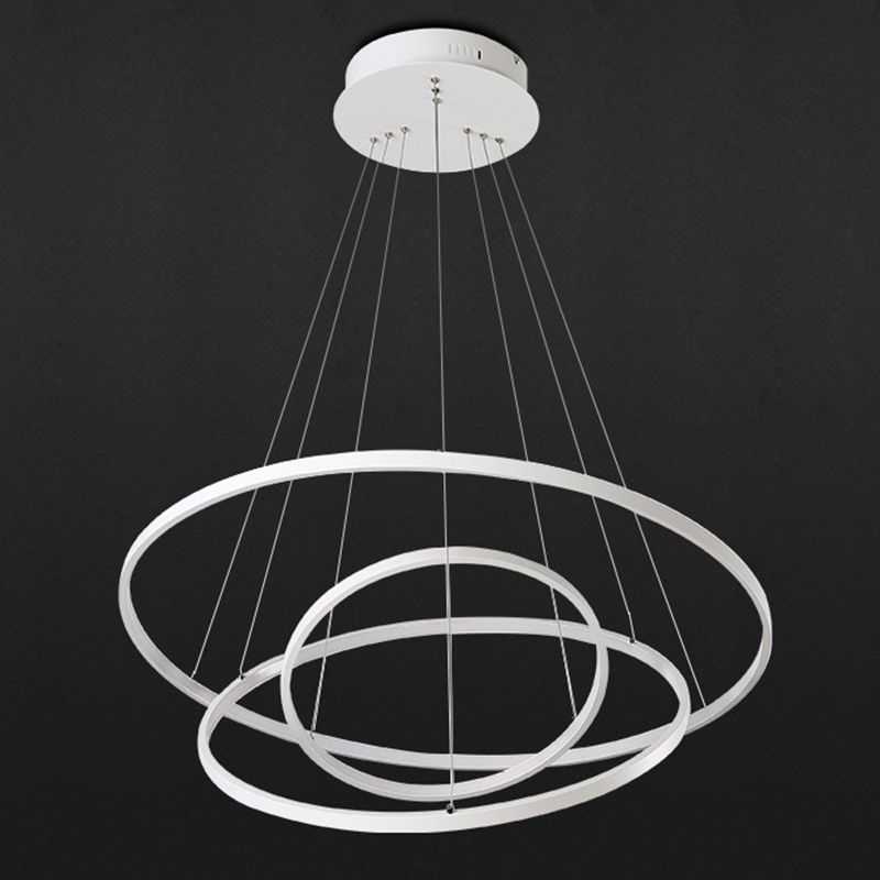 Accoglienza a sospensione ad anello bianco Fladeler a led in metallo in stile semplice per soggiorno