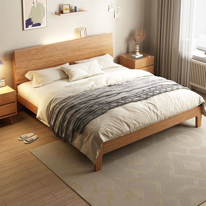 Low Profile Standard Bed Scandinavian Solid Wood Upholstered Bed Set