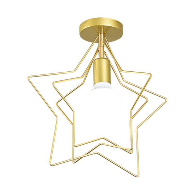 Nordic Style Iron Ceiling Light Geometry Shape 1 Light Ceiling Lamp for Bedroom
