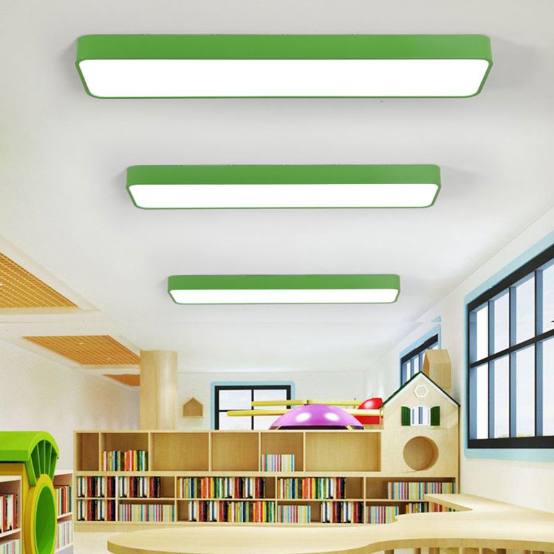 Plafonnier LED de forme rectangulaire en fer moderne, 1 lumière, encastré pour chambre d'enfant