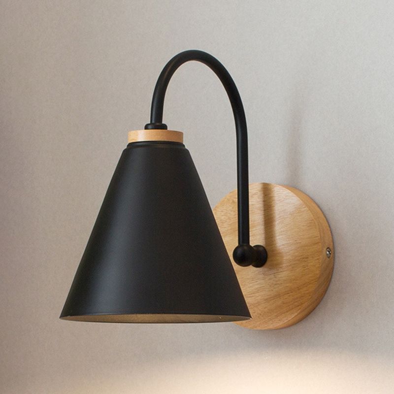 Industrial Wall Lamp Cone Shade Metal 1 Light Sconces for Bedroom