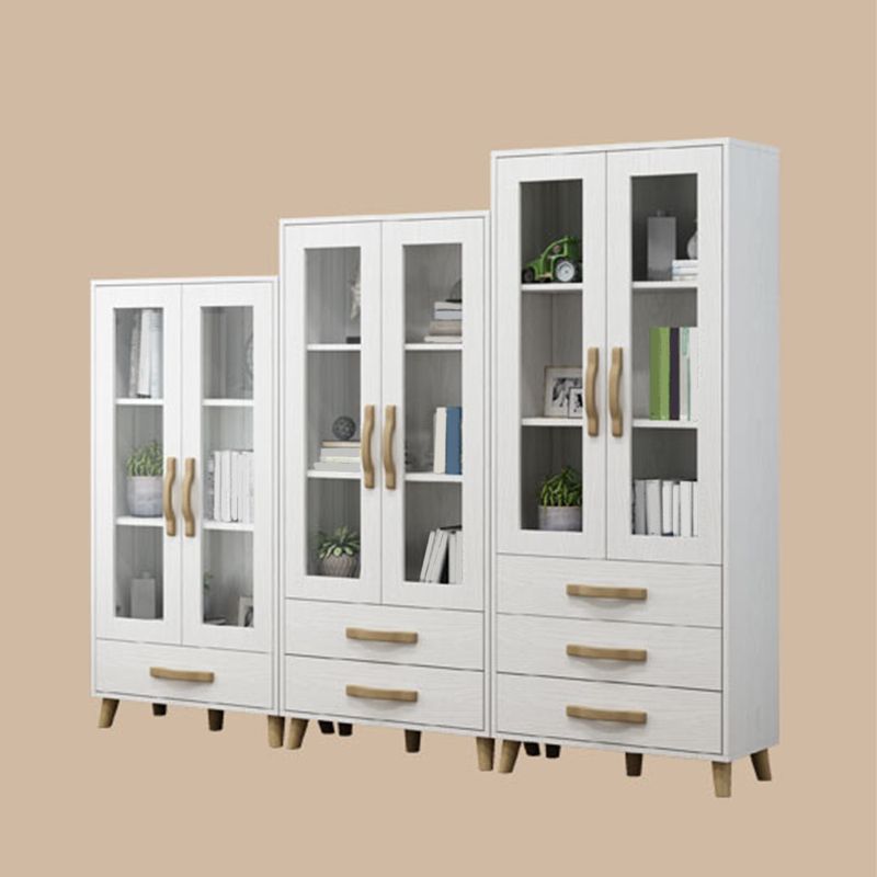 Modern Style Standard Bookcase Closed Back Bookshelf with Drawer Storage