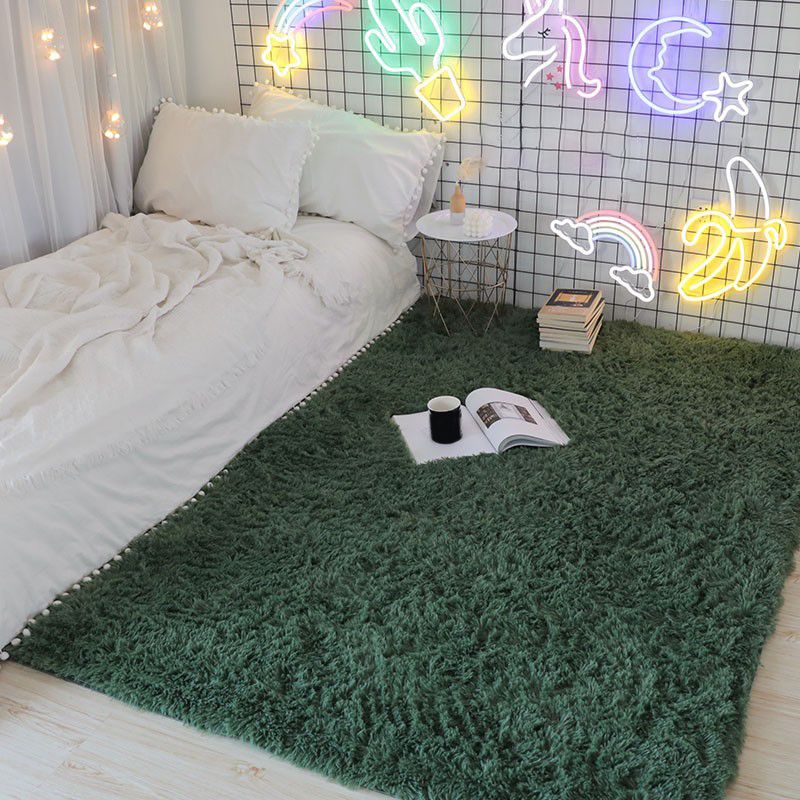 Romantic Solid Color Rug Plush Indoor Rug Non-slip Area Carpet for Bedroom