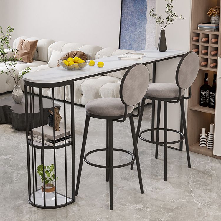 1/3/5 Pieces Industrial Iron Bistro Set White Stone Top Bar Table Set with Shelf
